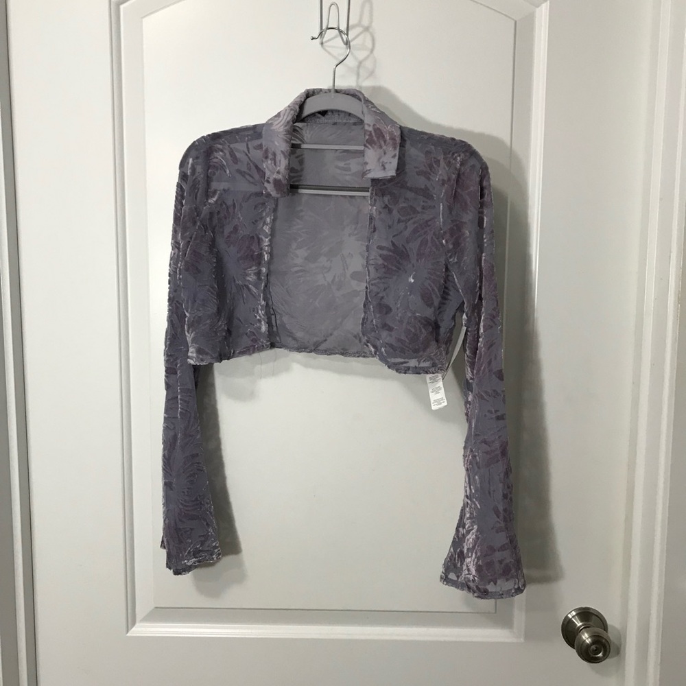 Nasty Gal Lavender Sheer Floral Jacket Size 2 NWT